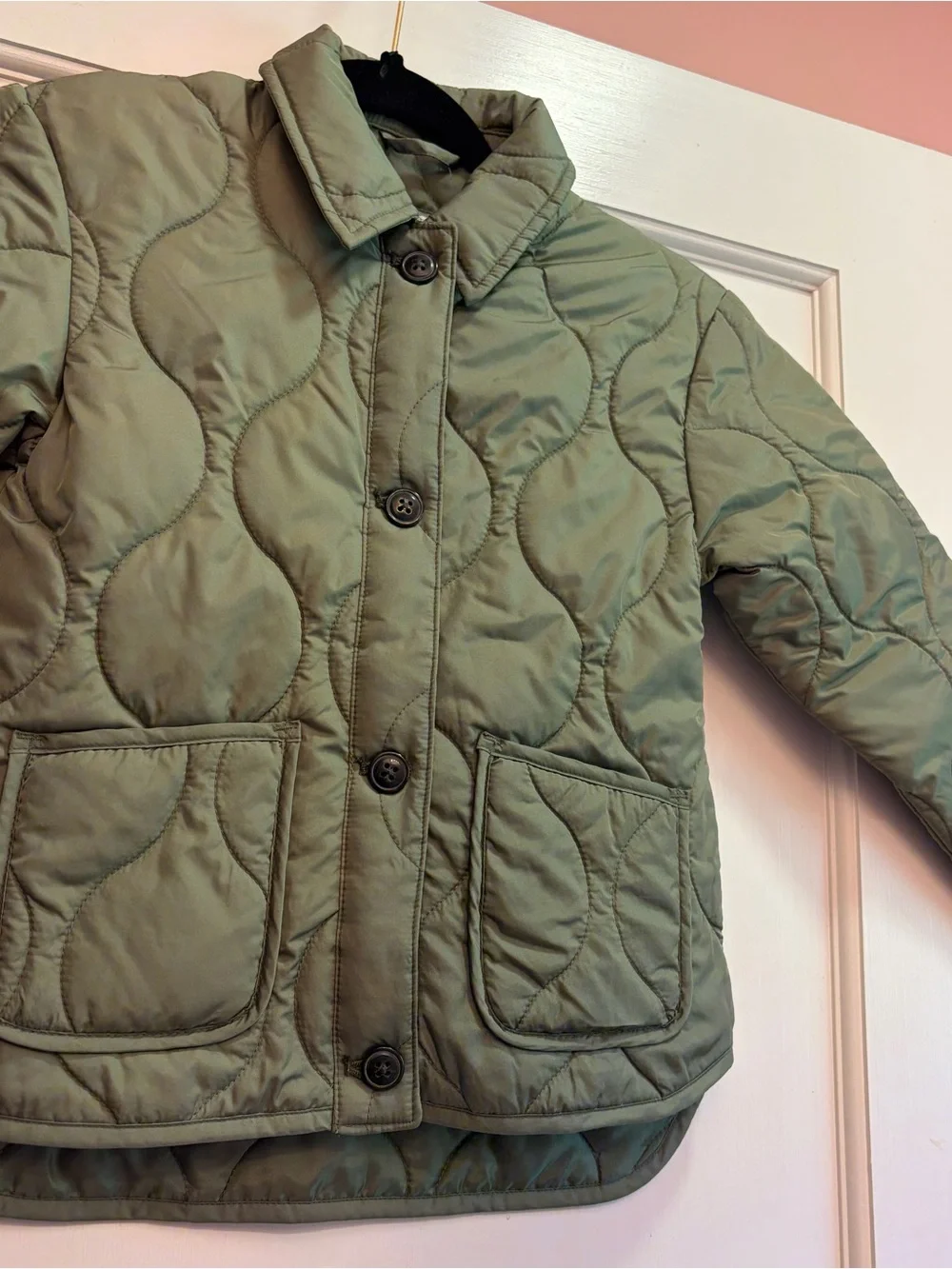 Old Navy Girls Olive Green Light Weight Quilted Jacket L1